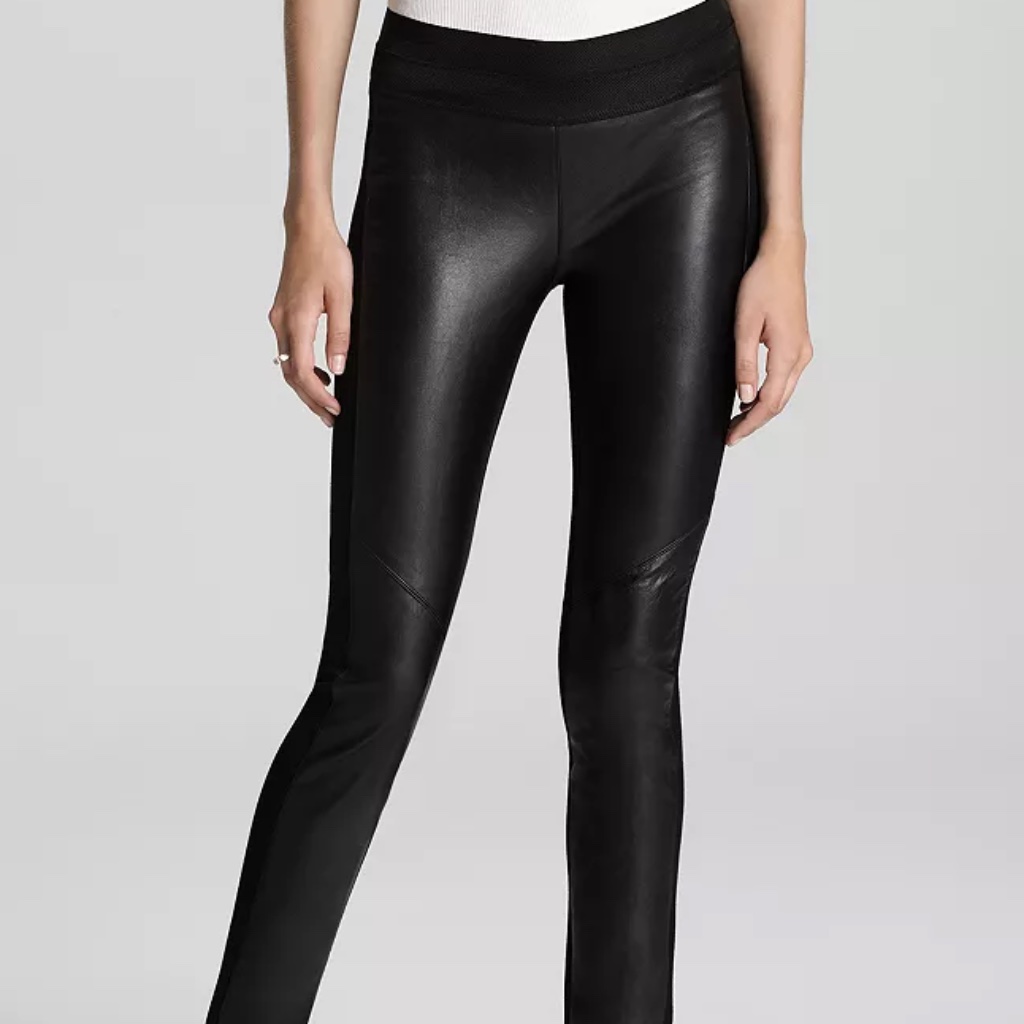 Paige Like New Leather Front And Rayon Back Skinny Pants